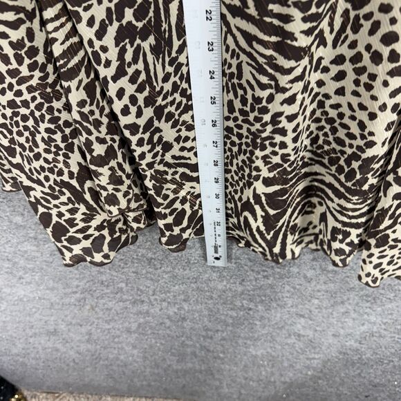 Studio Skirt Women 30/32W Plus Brown Animal Print A-Line Midi Pull On Mid Lined - Picture 4 of 6